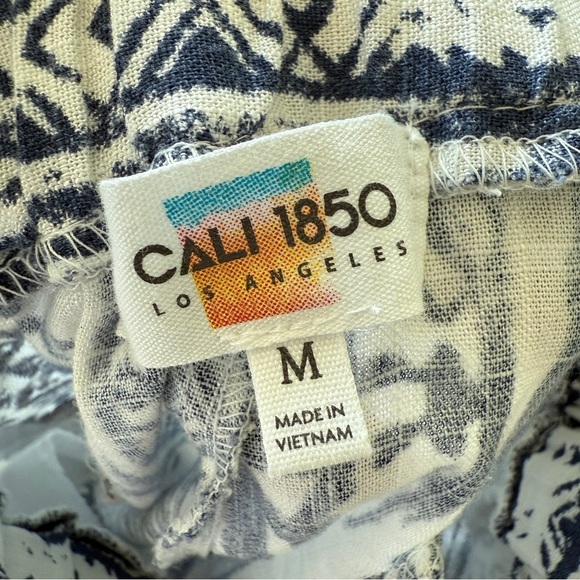 Cali 1850 Women's Linen Blend Paperbag Pants M High-Waisted Tie Belt Pockets - Picture 10 of 12